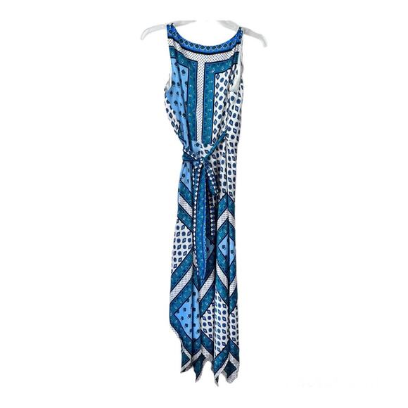 Zara Hanky Scarf Bandana Print Flowy Assymetrical Wrap Midi Dress Blue size XS - Picture 7 of 10